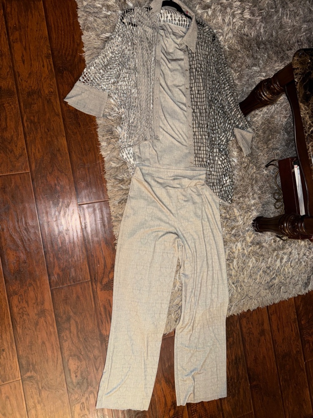 Light Gray 3 Piece Jacket, Tank Top, And Legging Set